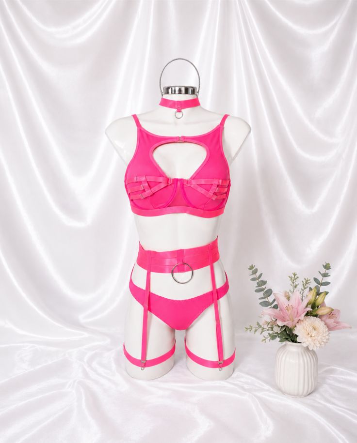 Set de lencería Neon Barbie Pink